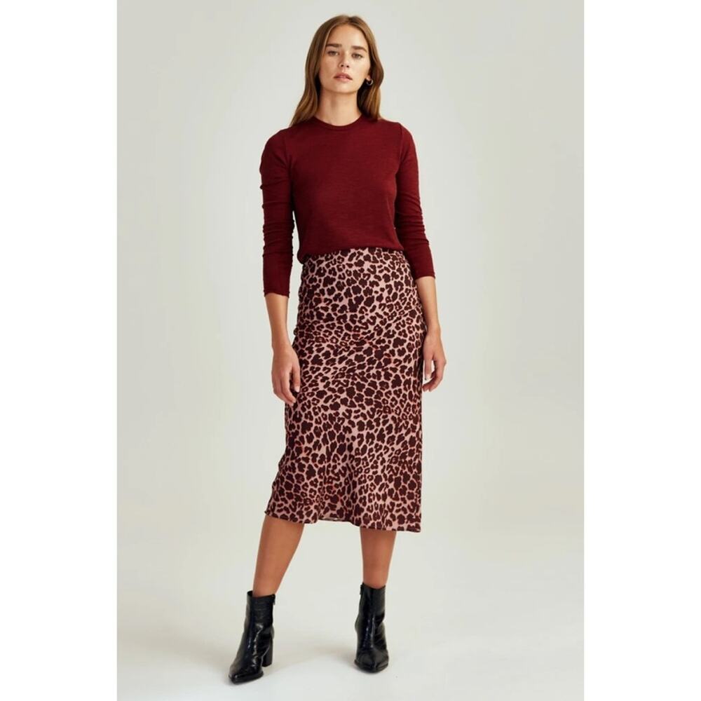 The Fifth Label Bias Midi Skirt in Peach Leopard Size S